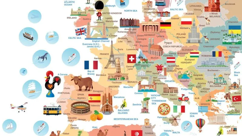 ヨーロッパ周遊の航空券ルートを計画しているイメージ