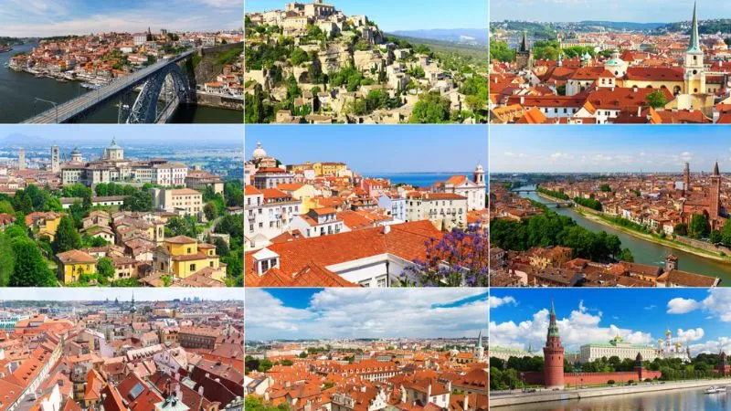 ヨーロッパ周遊旅行をイメージした複数都市の風景写真